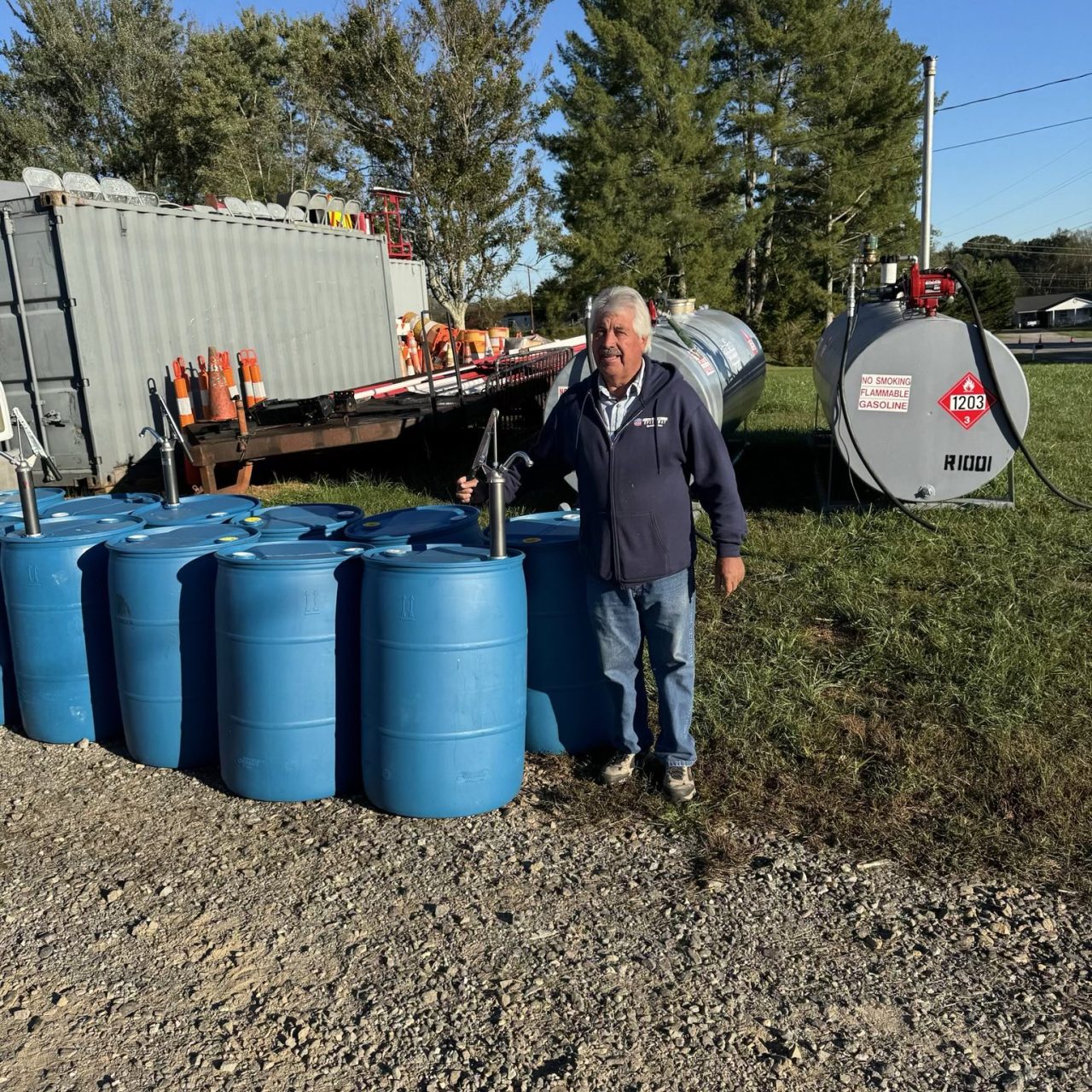 Tanks and equipment donated by Prime Fuel and Phoneiox to make our fuel distribution hubs possible.