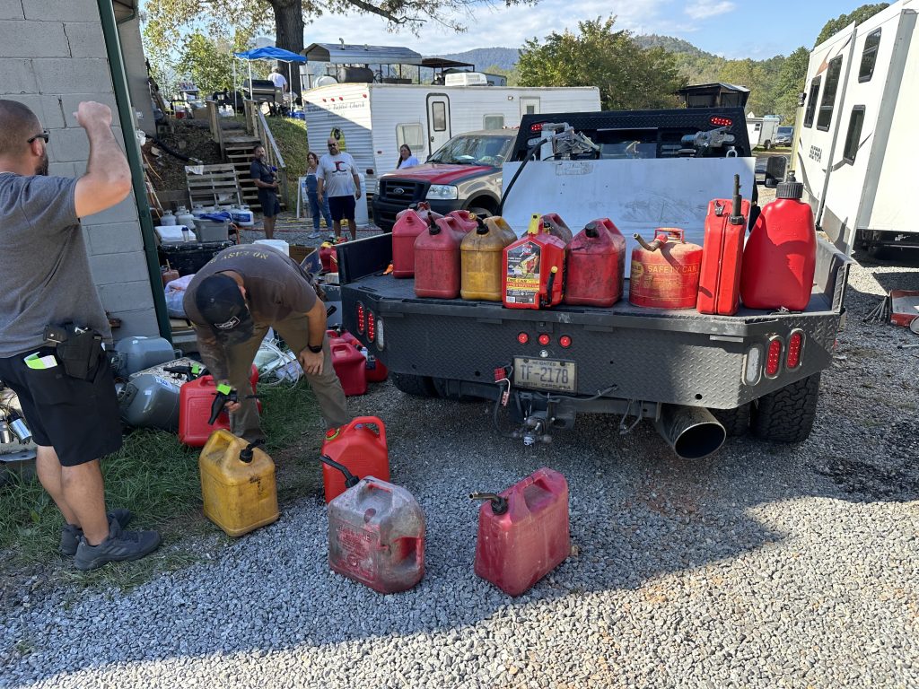 Gas cans being delivered